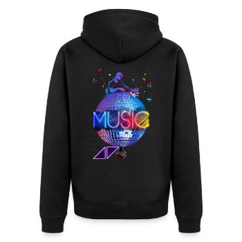 Musique DJ, musique, disco, leds. - Veste à capuche bio Premium Unisexe - noir - Dos - Nico (187cm)