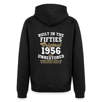 Built in the fifties 1956 66. Geburtstag Herren - Unisex Premium Bio Zip Hoodie - Schwarz - Hinten - Nico (187cm)