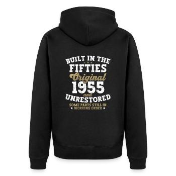 Built in the fifties 1955 67. Geburtstag Herren - Unisex Premium Bio Zip Hoodie - Schwarz - Hinten - Nico (187cm)