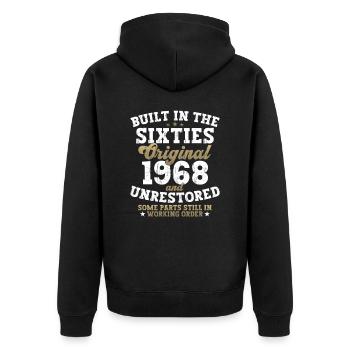 Built in the sixties 1968 54. Geburtstag Herren - Unisex Premium Bio Zip Hoodie - Schwarz - Hinten - Nico (187cm)