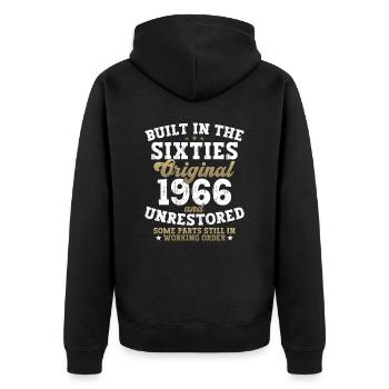 Built in the sixties 1966 56. Geburtstag Herren - Unisex Premium Bio Zip Hoodie - Schwarz - Hinten - Nico (187cm)