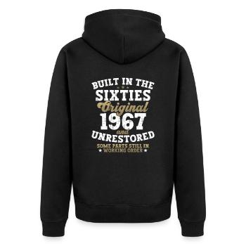 Built in the sixties 1967 55. Geburtstag Herren - Unisex Premium Bio Zip Hoodie - Schwarz - Hinten - Nico (187cm)