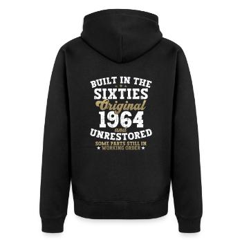 Built in the sixties 1964 58. Geburtstag Herren - Unisex Premium Bio Zip Hoodie - Schwarz - Hinten - Nico (187cm)