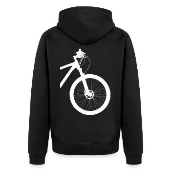 Fahrrad Rad MTB Radsport Trial Downhill - Unisex Premium Bio Zip Hoodie - Schwarz - Hinten - Nico (187cm)