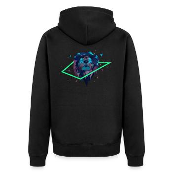 LION LION'S HEADS NEON PREDATOR MOTIF GIFT - Unisex Premium Organic Zip Hoodie - black - Back - Nico (187cm)