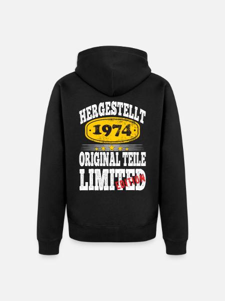 Hergestellt 1974 - Unisex Premium Bio Zip Hoodie - Schwarz