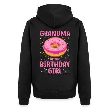 Grand-mère de la fille d’anniversaire - Veste à capuche bio Premium Unisexe - noir - Dos - Nico (187cm)