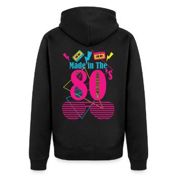 80's Made - Unisex Premium Bio Zip Hoodie - Schwarz - Hinten - Nico (187cm)