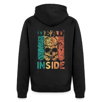 Vintage Dead Inside - Unisex Premium Bio Zip Hoodie - Schwarz - Hinten - Nico (187cm)