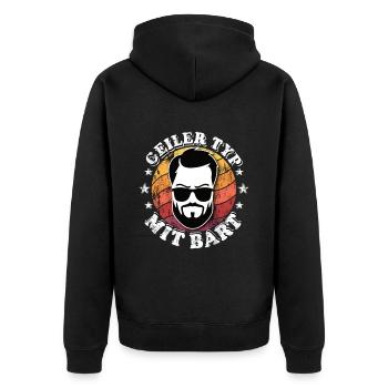 Geiler Typ mit Bart - Unisex Premium Bio Zip Hoodie - Schwarz - Hinten - Nico (187cm)