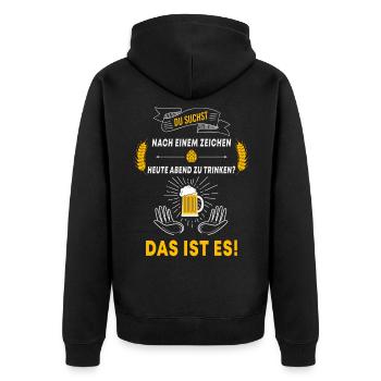 Biertrinker Bierspruch Grund zum trinken Mallorca - Unisex Premium Bio Zip Hoodie - Schwarz - Hinten - Nico (187cm)