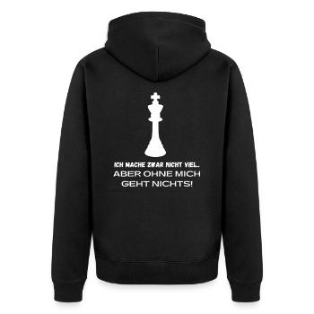 Schach Spruch Geschenk Schachmatt Queens Gambit - Unisex Premium Bio Zip Hoodie - Schwarz - Hinten - Nico (187cm)
