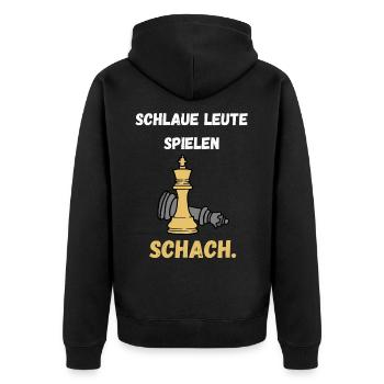 Schach Spruch Geschenk Schachmatt Queens Gambit - Unisex Premium Bio Zip Hoodie - Schwarz - Hinten - Nico (187cm)