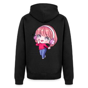 Kpop Anime Mädchen Finger Herz Saranghae Kawaii - Unisex Premium Bio Zip Hoodie - Schwarz - Hinten - Nico (187cm)