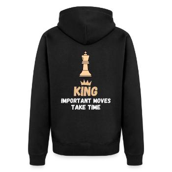 Chess Saying Gift Checkmate Queens Gambit - Unisex Premium Organic Zip Hoodie - black - Back - Nico (187cm)