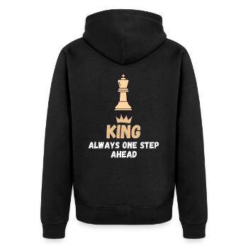 Schach Spruch Geschenk Schachmatt Queens Gambit - Unisex Premium Bio Zip Hoodie - Schwarz - Hinten - Nico (187cm)