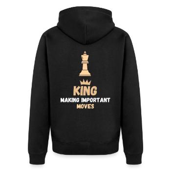 Schach Spruch Geschenk Schachmatt Queens Gambit - Unisex Premium Bio Zip Hoodie - Schwarz - Hinten - Nico (187cm)