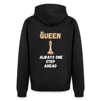 Chess Saying Gift Checkmate Queens Gambit - Unisex Premium Organic Zip Hoodie - black - Back - Nico (187cm)