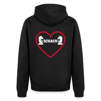 Schach Geschenk Meme Trend Queens Gambit - Unisex Premium Bio Zip Hoodie - Schwarz - Hinten - Nico (187cm)