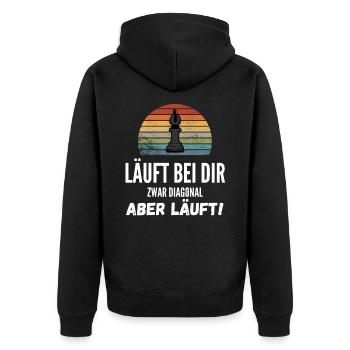 Schach Geschenk Schachspieler Meme Trend - Unisex Premium Bio Zip Hoodie - Schwarz - Hinten - Nico (187cm)