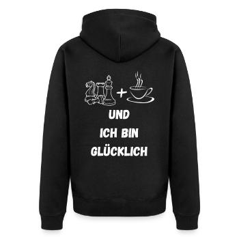 Schach Geschenk Schachspieler Kaffee Tee - Unisex Premium Bio Zip Hoodie - Schwarz - Hinten - Nico (187cm)