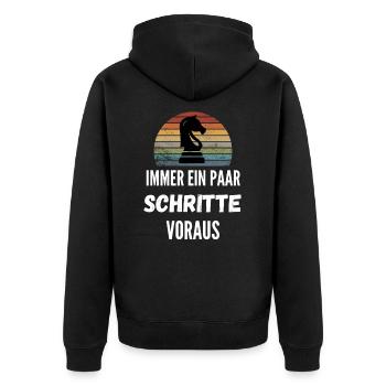 Schritte Voraus Schach Geschenk Schachspieler - Unisex Premium Bio Zip Hoodie - Schwarz - Hinten - Nico (187cm)