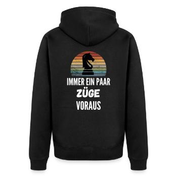 Springer Strategie Schach Geschenk Schachspieler - Unisex Premium Bio Zip Hoodie - Schwarz - Hinten - Nico (187cm)