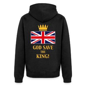 Dieu protège le roi ! (Angleterre / Grande-Bretagne / 4C) - Veste à capuche bio Premium Unisexe - noir - Dos - Nico (187cm)