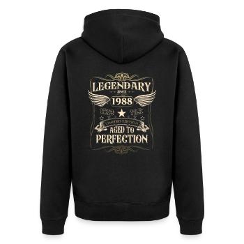 Legendary since 1988 34th birthday gift Awesome - Unisex Premium Organic Zip Hoodie - black - Back - Nico (187cm)