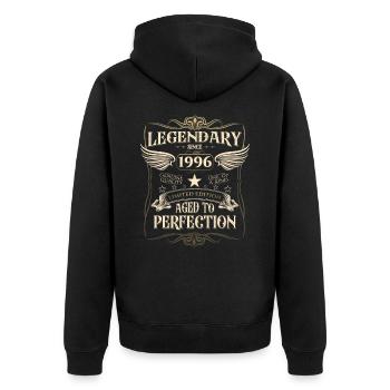 Legendär seit 1996 26. Geburtstag Geschenk Awesome - Unisex Premium Bio Zip Hoodie - Schwarz - Hinten - Nico (187cm)