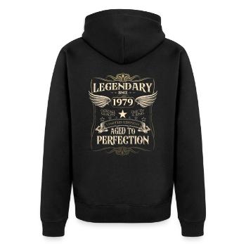 Legendär seit 1979 43. Geburtstag Geschenk Awesome - Unisex Premium Bio Zip Hoodie - Schwarz - Hinten - Nico (187cm)