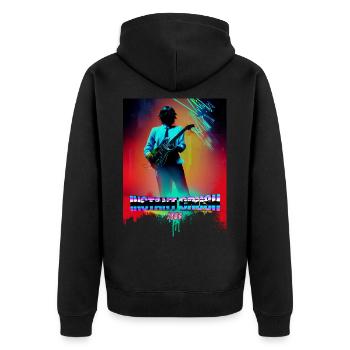 rock - Unisex Premium Organic Zip Hoodie - black - Back - Nico (187cm)