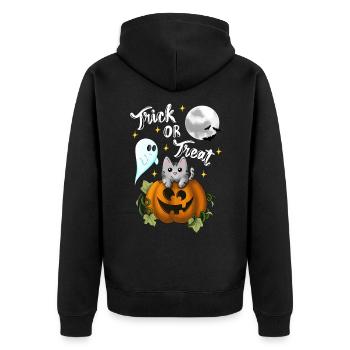 Tromper ou traiter le blanc de chat - Veste à capuche bio Premium Unisexe - noir - Dos - Nico (187cm)