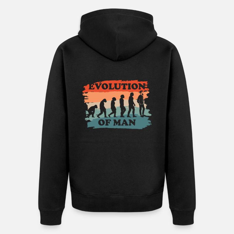 Evolution des Mannes - Unisex Premium Bio Zip Hoodie - Schwarz