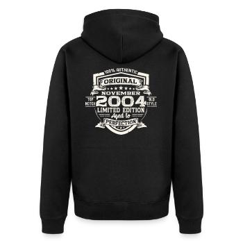Original November 2004 18th birthday gift - Unisex Premium Organic Zip Hoodie - black - Back - Nico (187cm)