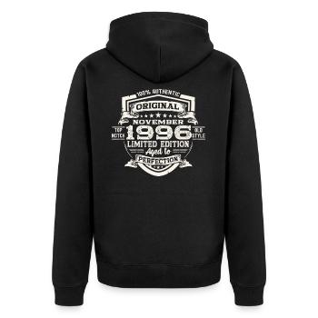Original November 1996 26th Birthday Gift - Unisex Premium Organic Zip Hoodie - black - Back - Nico (187cm)