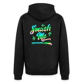 Smash Me | Jugendwort 2022 - Unisex Premium Organic Zip Hoodie - black - Back - Nico (187cm)