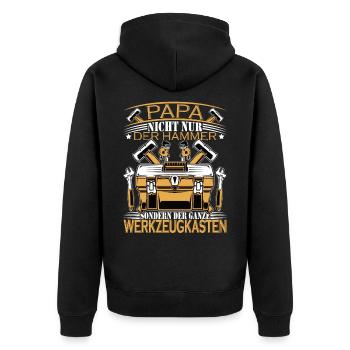 Papa | Nicht nur der Hammer sondern | Handwerker - Unisex Premium Bio Zip Hoodie - Schwarz - Hinten - Nico (187cm)