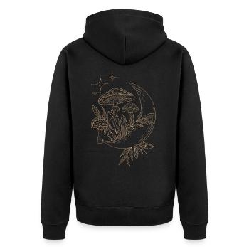 Champignons au clair de lune - Lineart - Veste à capuche bio Premium Unisexe - noir - Dos - Nico (187cm)