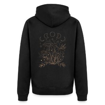Igel im Traumland - Lineart - Unisex Premium Bio Zip Hoodie - Schwarz - Hinten - Nico (187cm)
