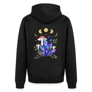 Igel im Traumland - Unisex Premium Bio Zip Hoodie - Schwarz - Hinten - Nico (187cm)