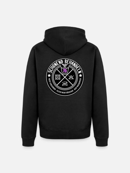 Schonend behandeln Sack 75 | Farben änderbar - Unisex Premium Bio Zip Hoodie - Schwarz