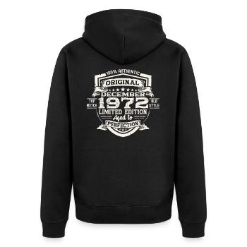 Original December 1972 50th birthday gift - Unisex Premium Organic Zip Hoodie - black - Back - Nico (187cm)