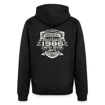 Original Décembre 1986 Cadeau du 36e anniversaire - Veste à capuche bio Premium Unisexe - noir - Dos - Nico (187cm)