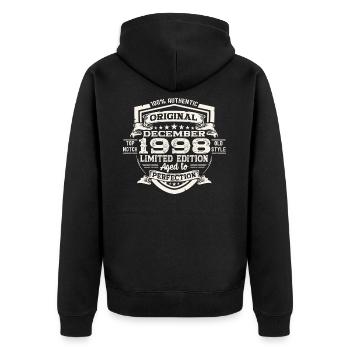 Original December 1998 24th Birthday Gift - Unisex Premium Organic Zip Hoodie - black - Back - Nico (187cm)