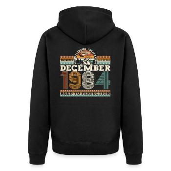 Décembre Né en 1984 Cadeau de 38e anniversaire - Veste à capuche bio Premium Unisexe - noir - Dos - Nico (187cm)