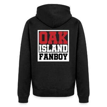 Oak Island Fanboy | Schatzsucher | Farben änderbar - Unisex Premium Bio Zip Hoodie - Schwarz - Hinten - Nico (187cm)