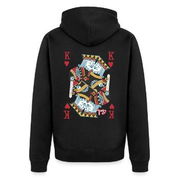 love is love - Unisex Premium Organic Zip Hoodie - black - Back - Nico (187cm)