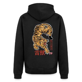 Raijū Yokai - Unisex Premium Bio Zip Hoodie - Schwarz - Hinten - Nico (187cm)
