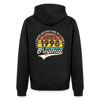 25th birthday man April Born 1998 Original - Unisex Premium Organic Zip Hoodie - black - Back - Nico (187cm)